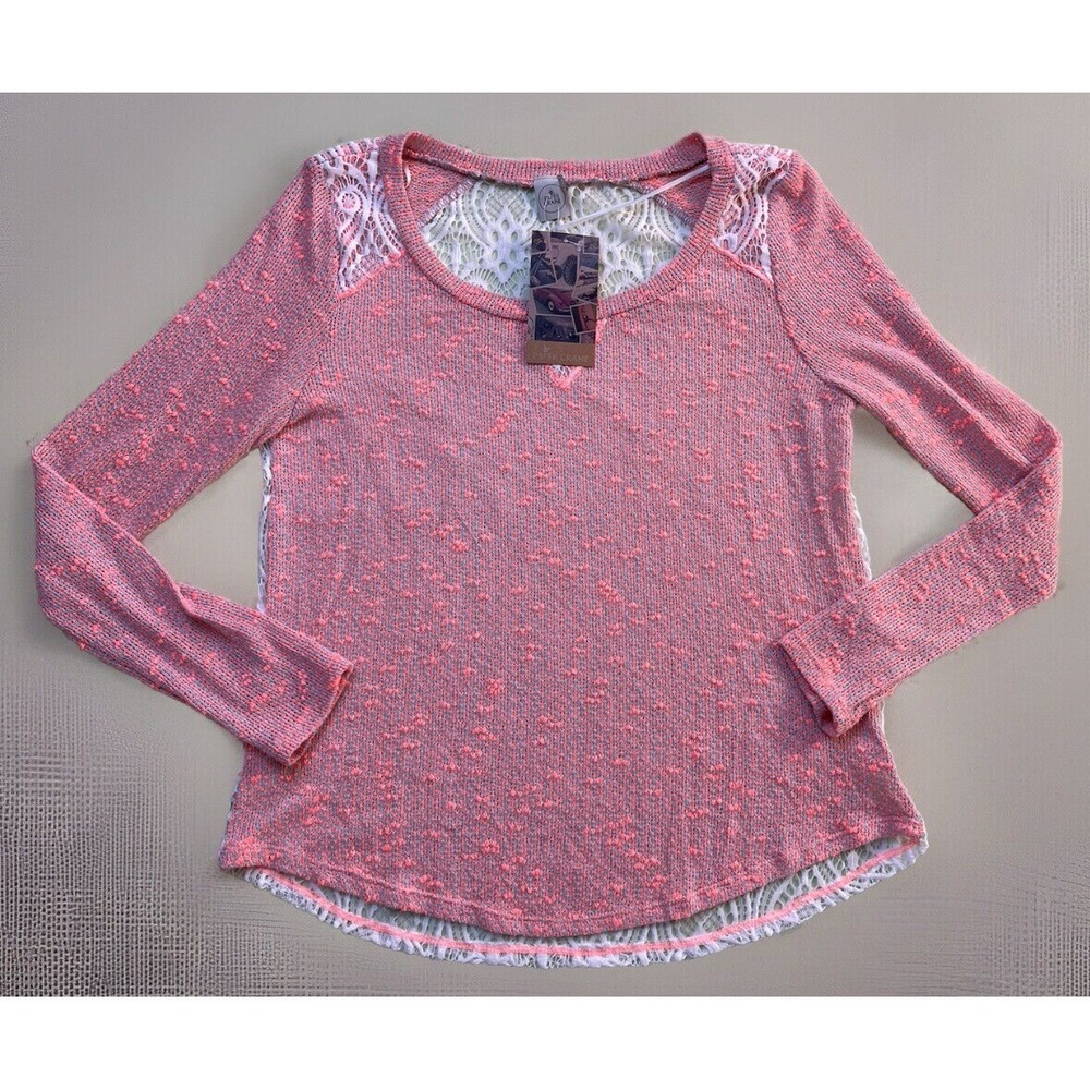 Paper Crane‎ Lace Back Top Size Small Coral Long Sleeve NEW